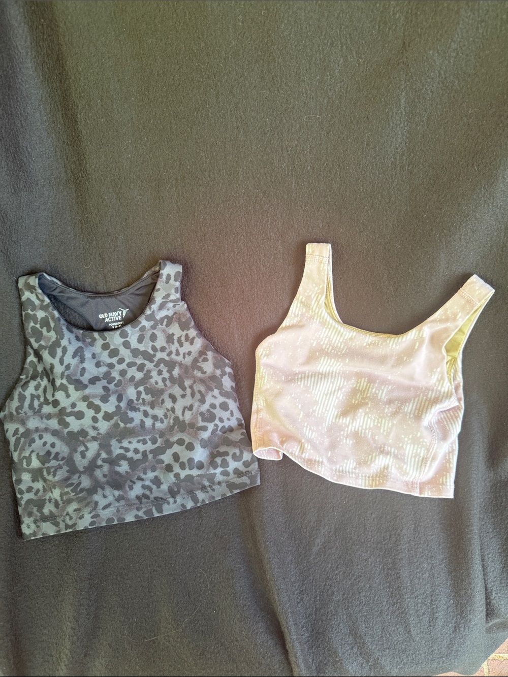 Old Navy Girls' Leopard Print Gray Tank + Pale Pink Ribbed Tank Set